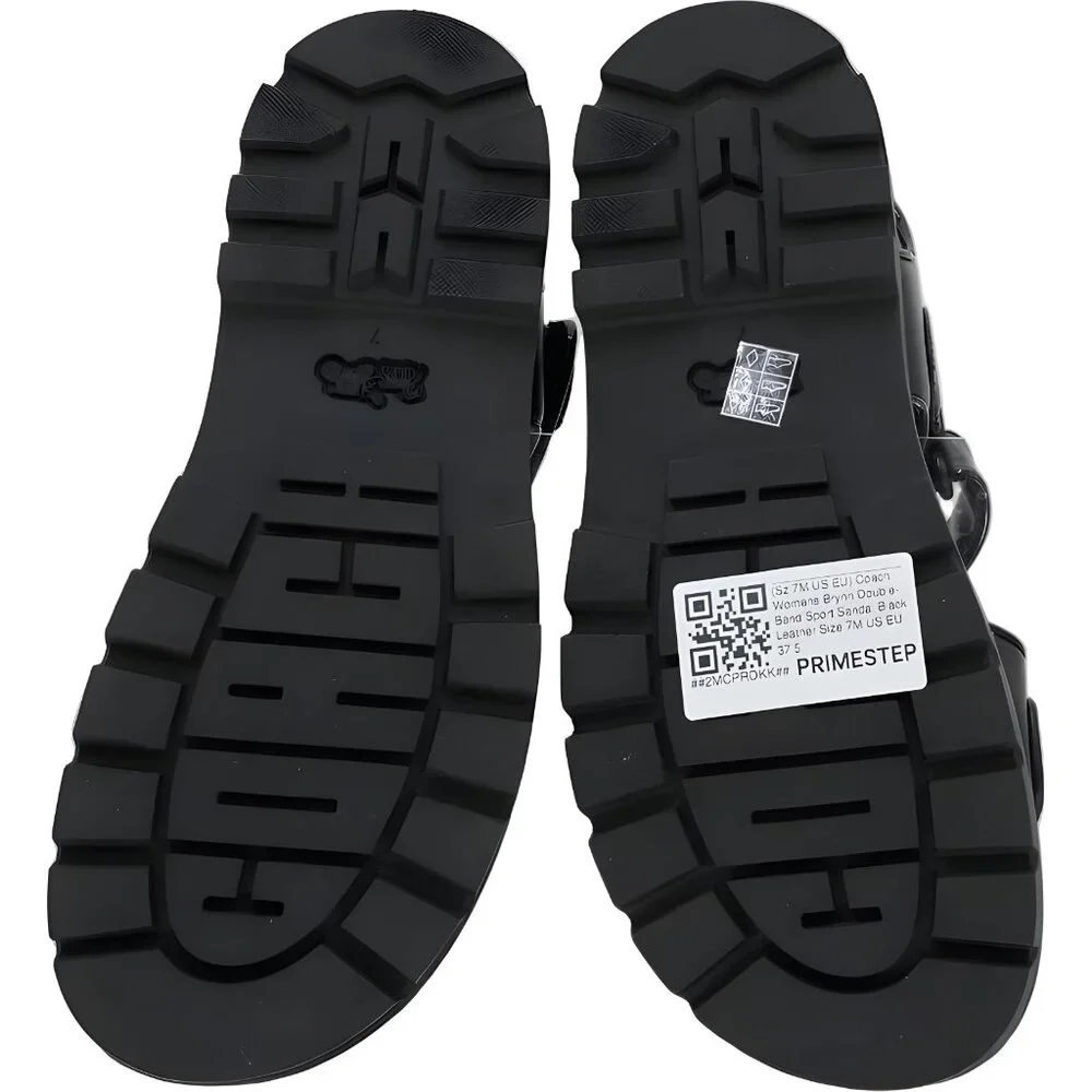 Coach Brynn Double-Band Sport Sandal Black Leather 7M US EU 37.5 - Picture 6 of 6